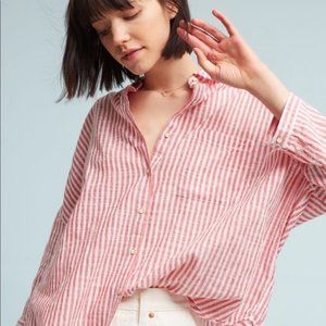 Anthropologie Holding Horses Striped Tunic Length Button Down